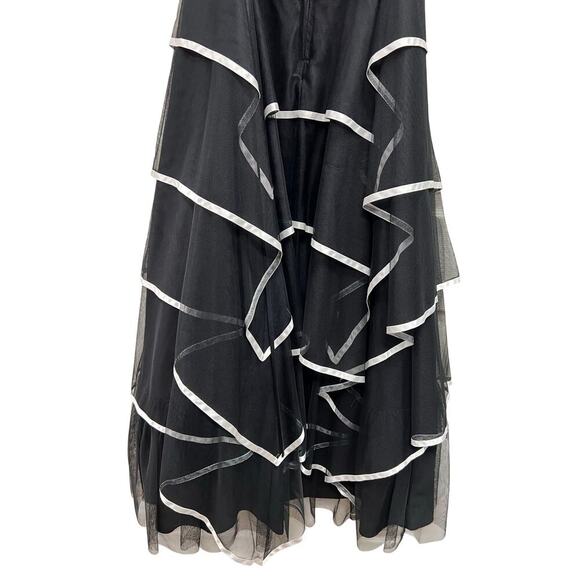 Blondie Nites VTG black white formal dress ruched bodice tier tulle skirt sz 3 - Picture 12 of 14